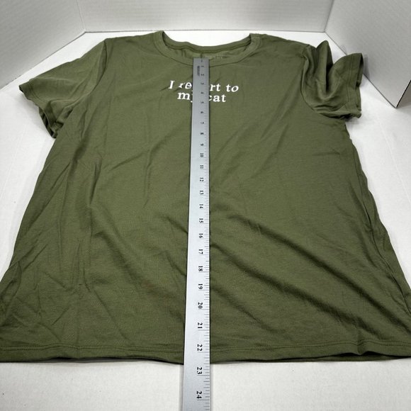 Zoe And Liv Women's Size XXL I Report To My Cat Short Sleeve Tee Shirt Green New - Picture 11 of 11